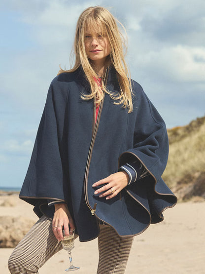 Heritage Navy Fleece Longline Cape