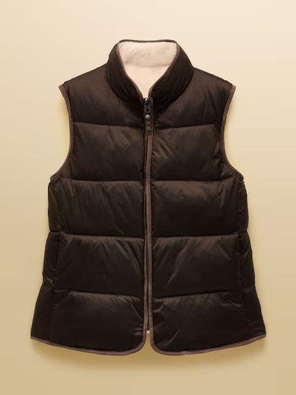 Reversible Faux Fur Brown/Cream Padded Gilet