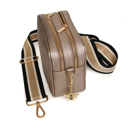 Bronze Soho duel compartment camera cross body bag