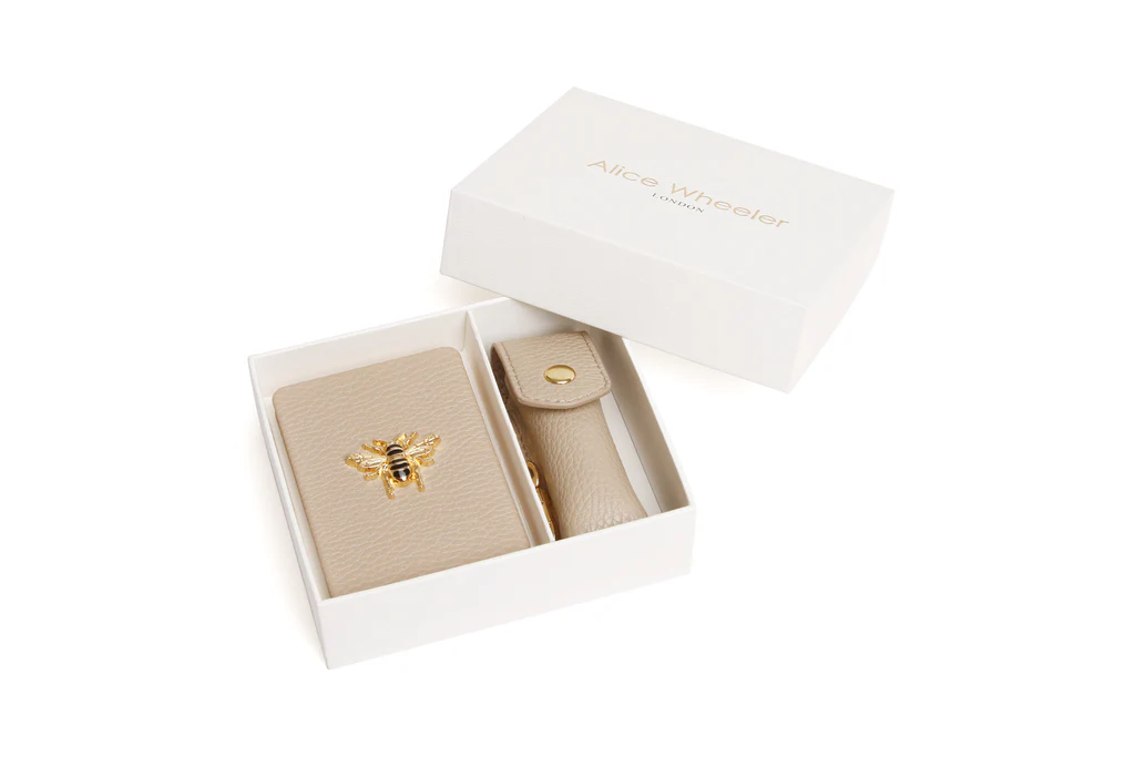 Stone Oblong compact Mirror & Lipstick holder gift set