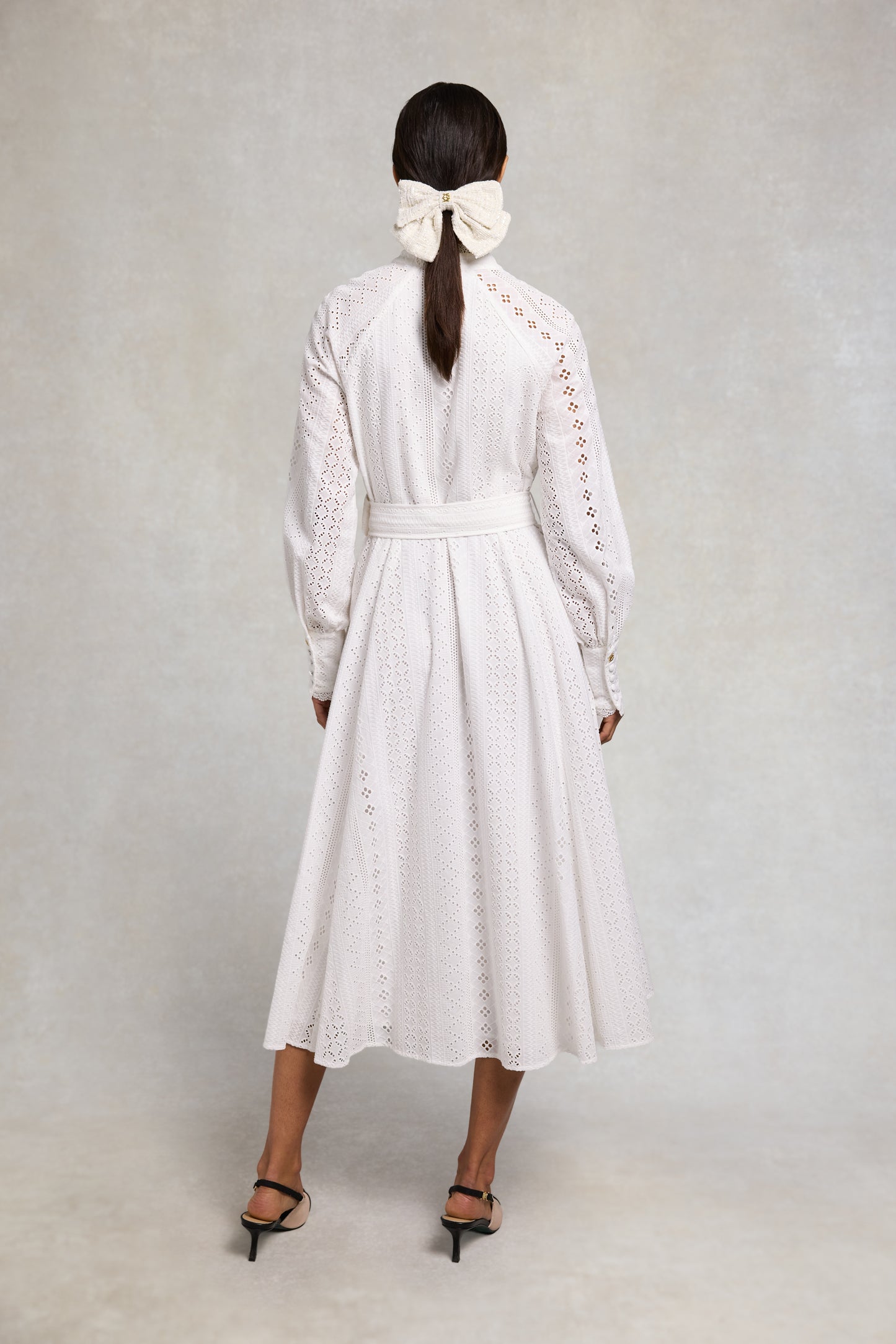 Aimee Collarless Broderie Dress