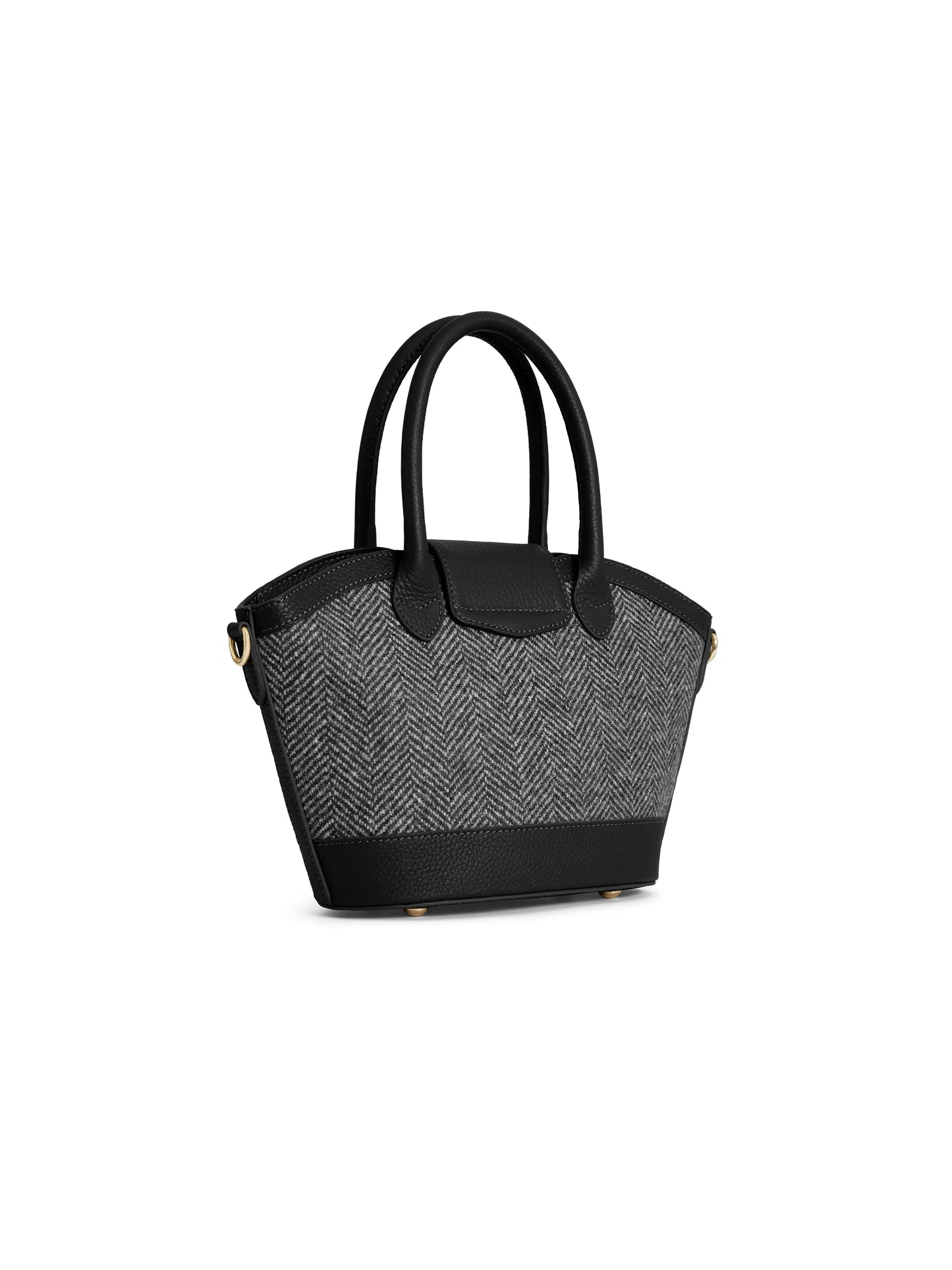 Mini Windsor Tote Black Herringbone Leather