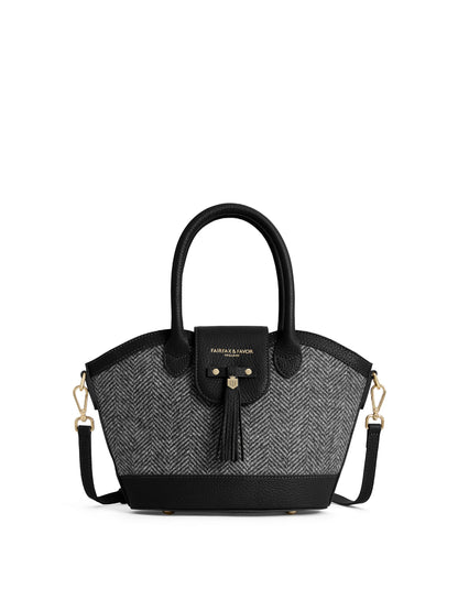 Mini Windsor Tote Black Herringbone Leather