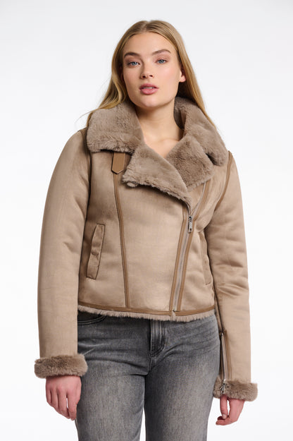 Faux fur biker jacket