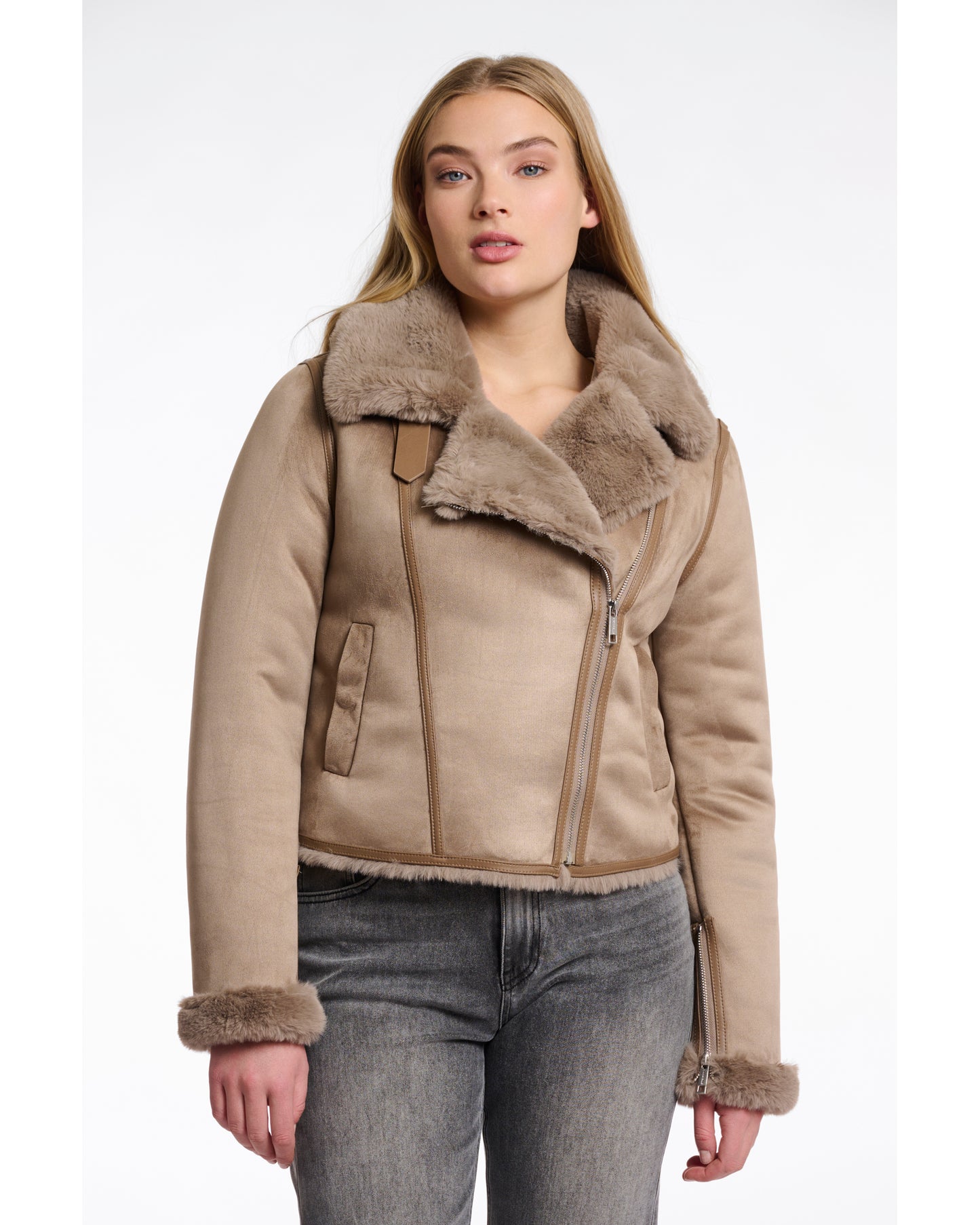 Faux fur biker jacket