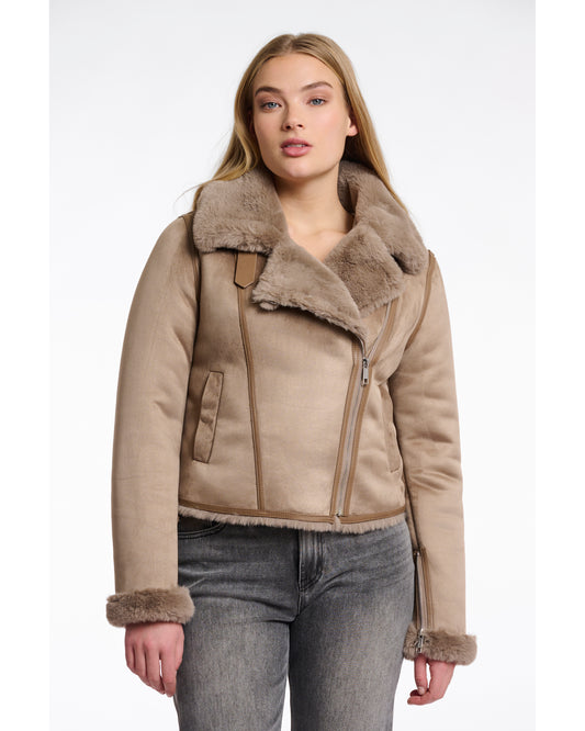 Faux fur biker jacket