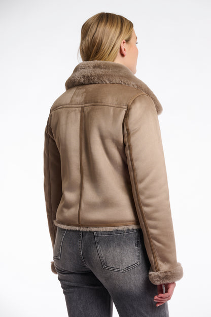 Faux fur biker jacket