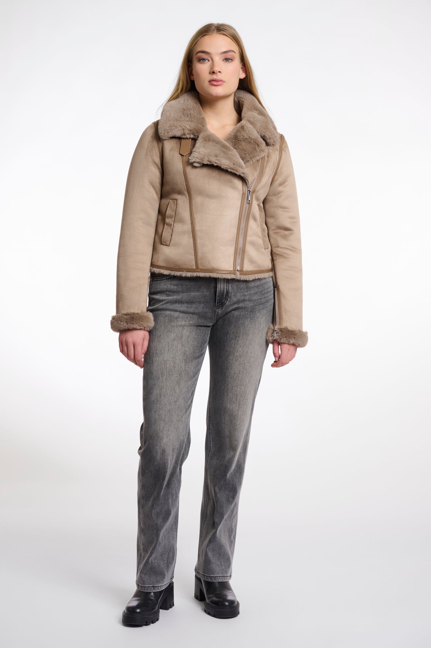 Faux fur biker jacket