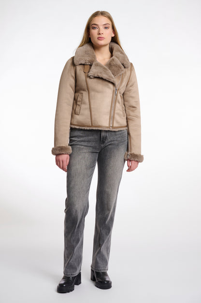 Faux fur biker jacket