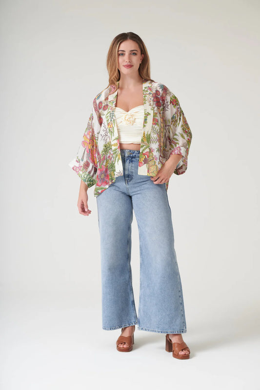 Boho Garden Ecru Kimono
