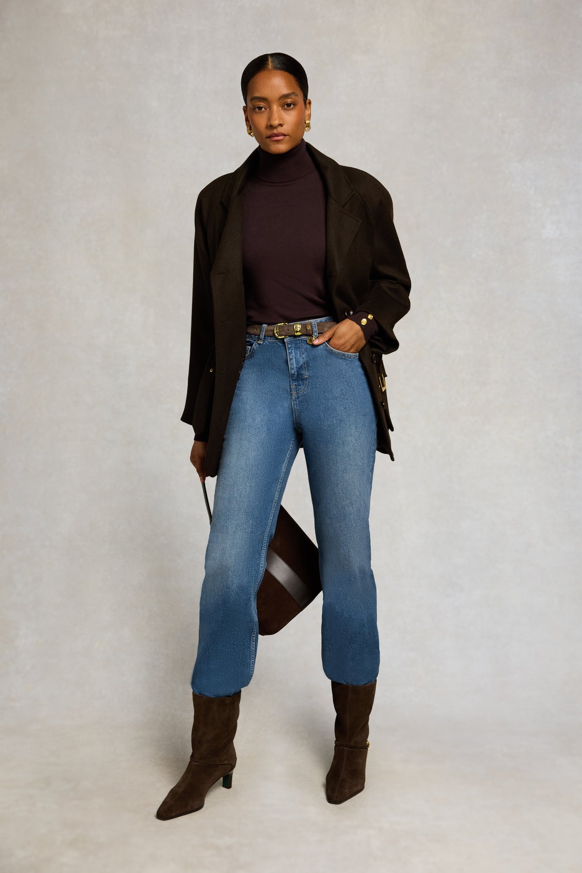 Buttoned Knit Roll Neck