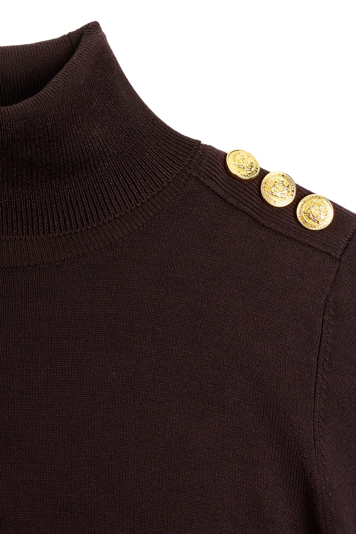 Buttoned Knit Roll Neck