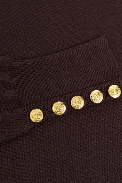 Buttoned Knit Roll Neck