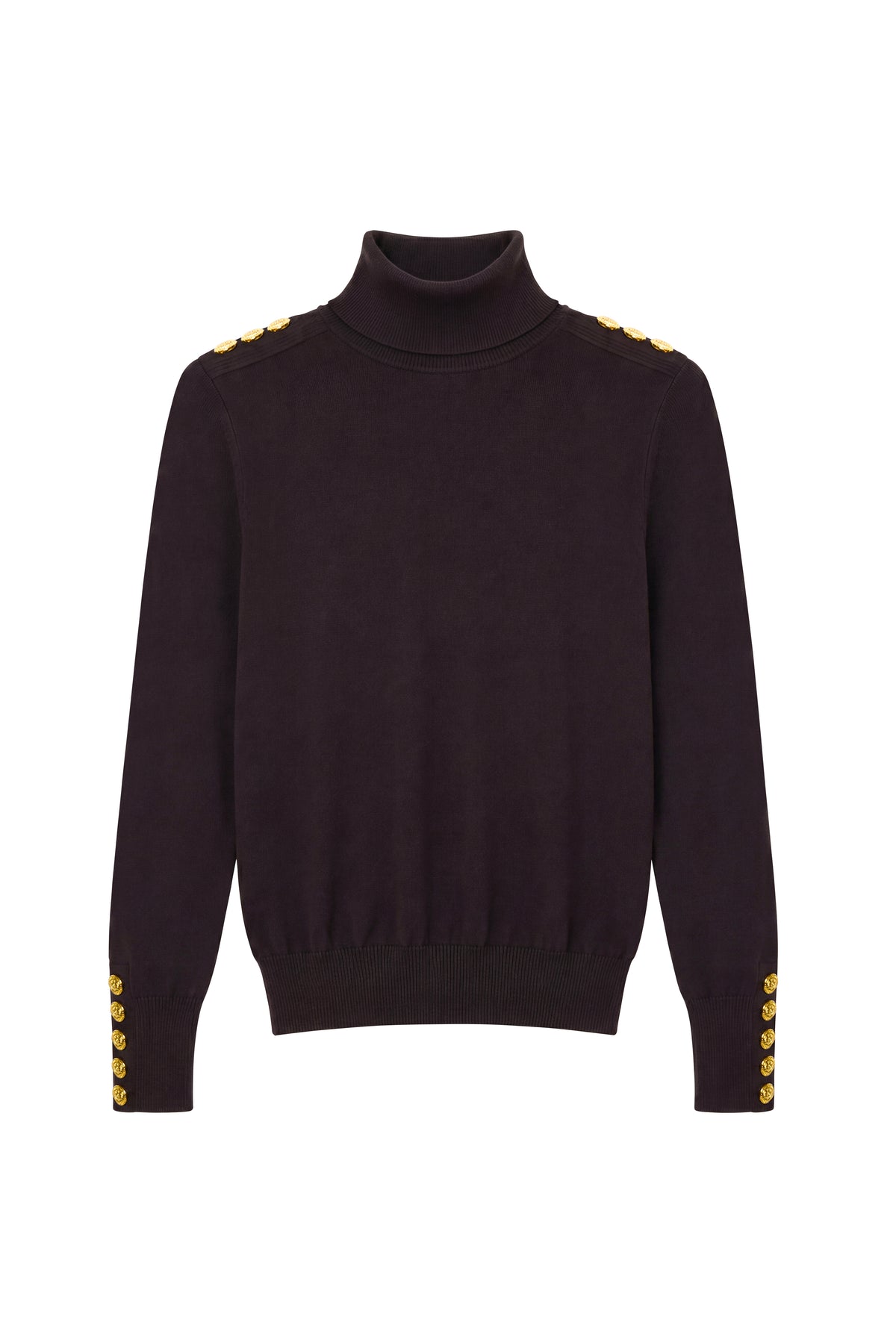 Buttoned Knit Roll Neck