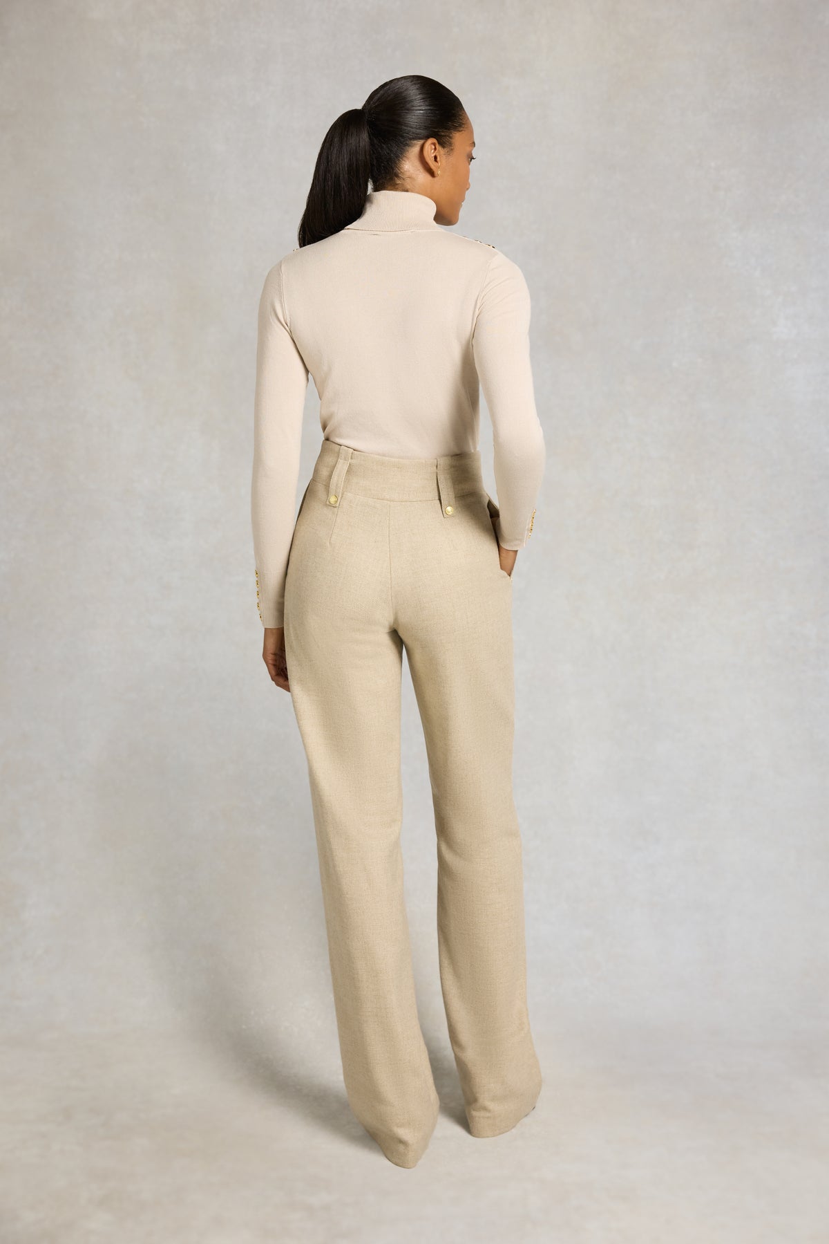 Buttoned Knit Roll Neck