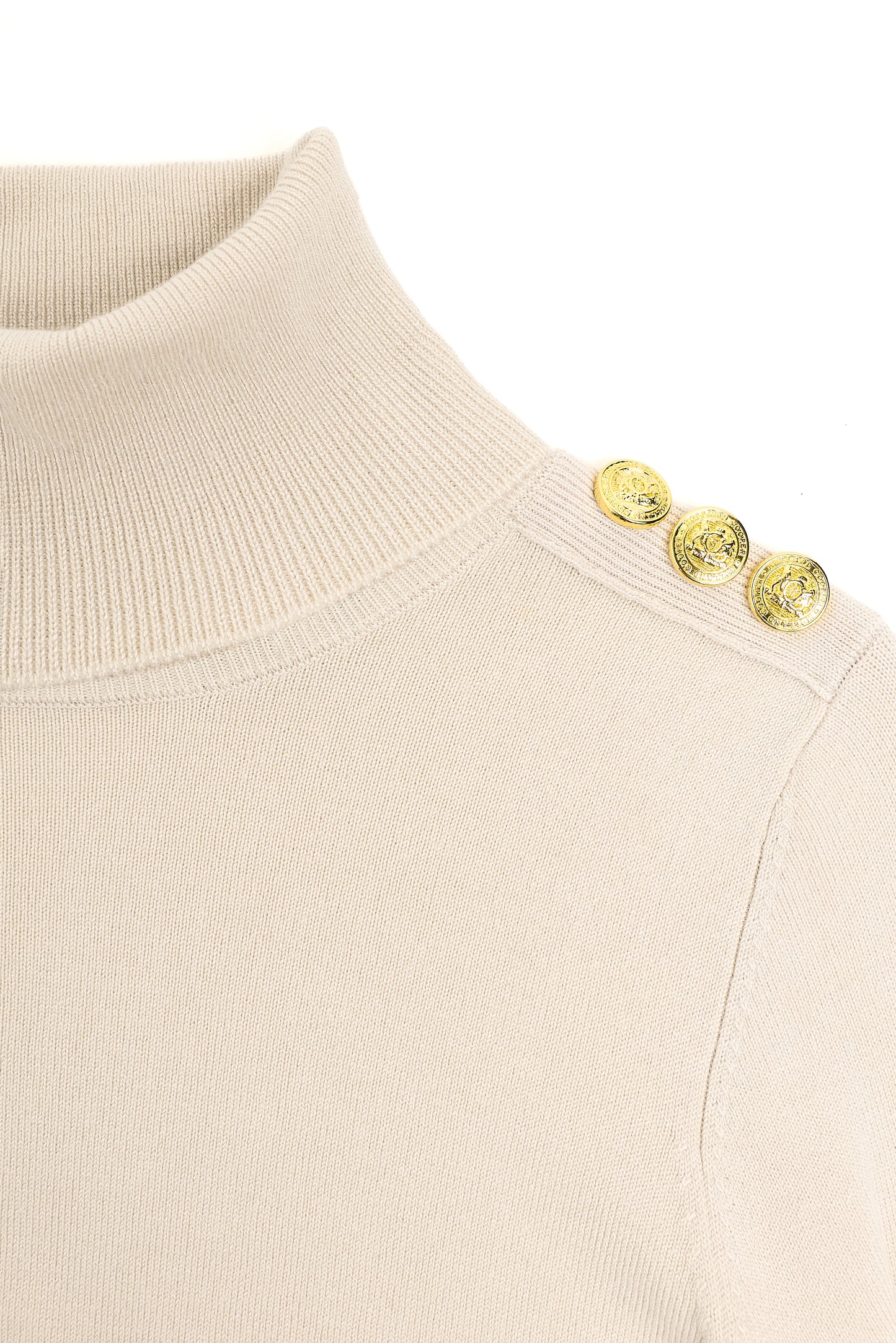 Buttoned Knit Roll Neck