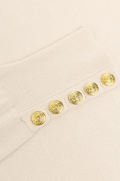Buttoned Knit Roll Neck