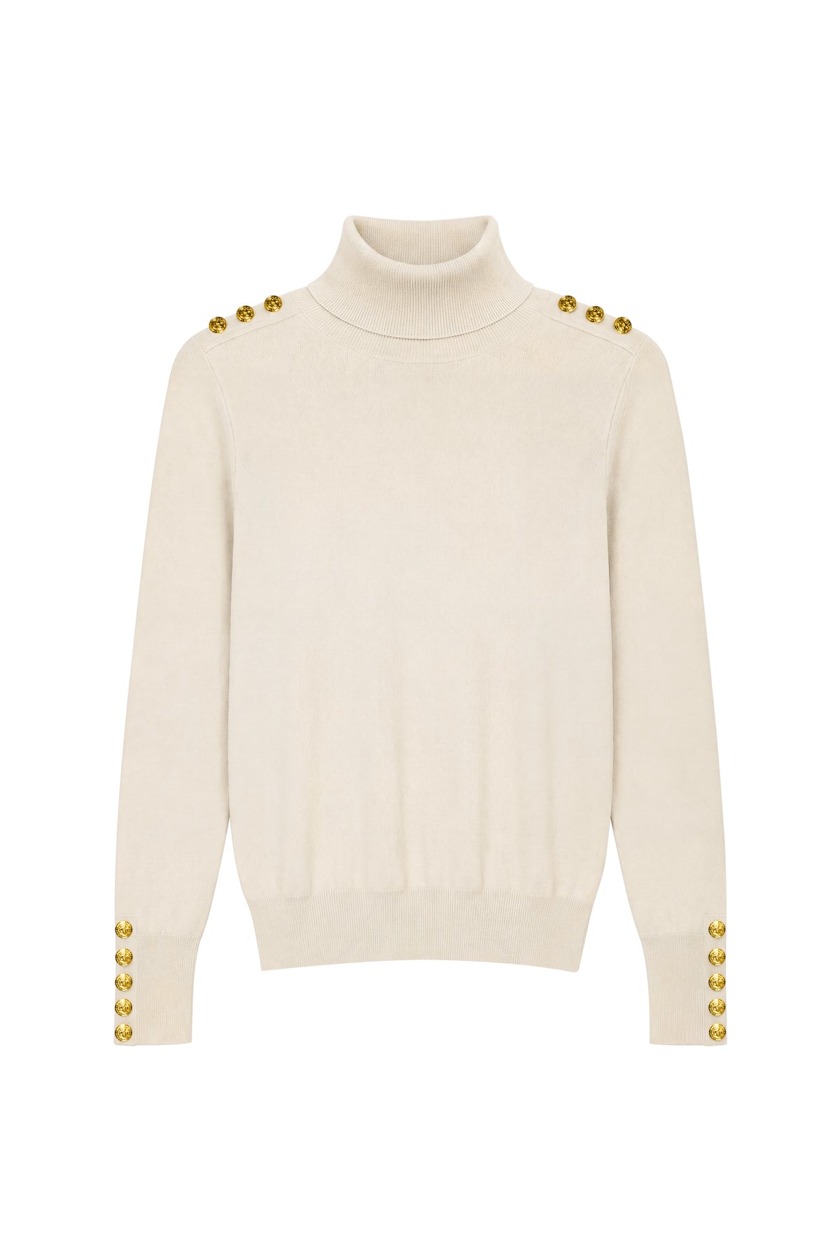 Buttoned Knit Roll Neck