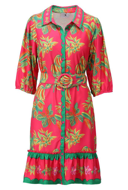 Floral Print Half Sleeve Midi Dress