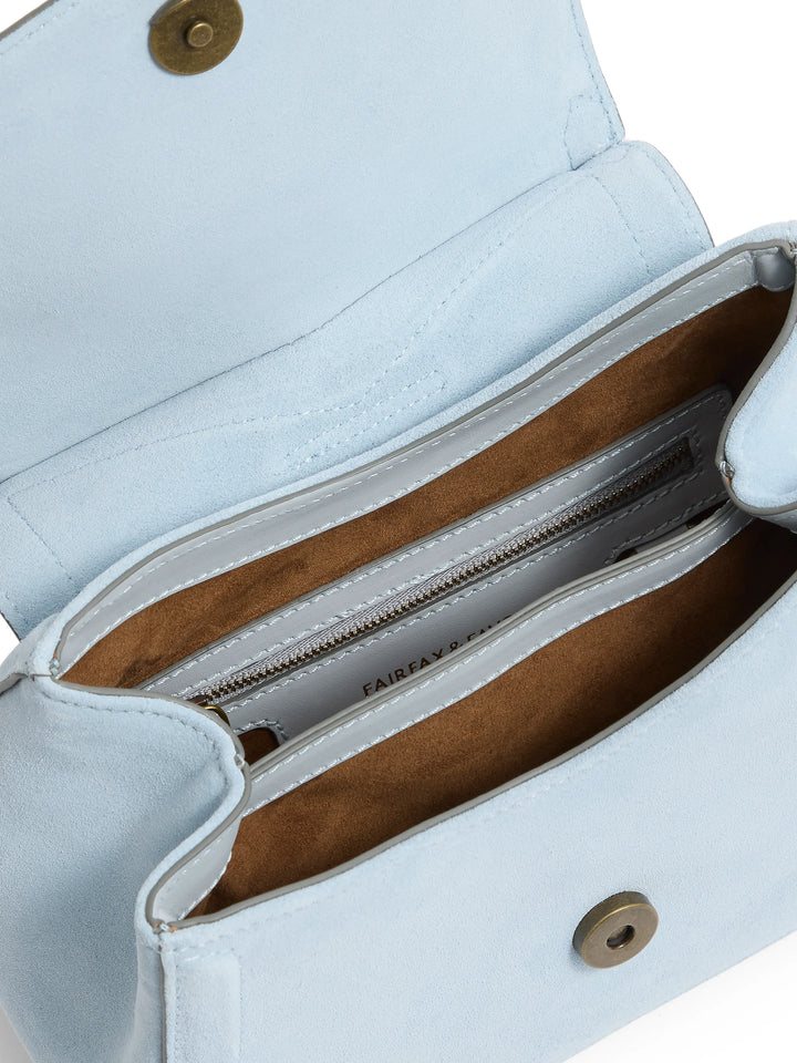 Langham Messenger Bag Suede - Sky Blue