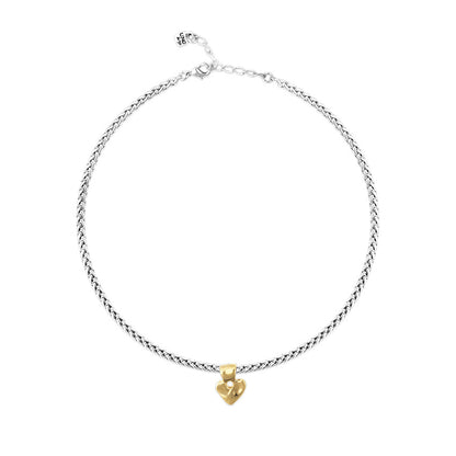 Short chain necklace with small gold heart detail