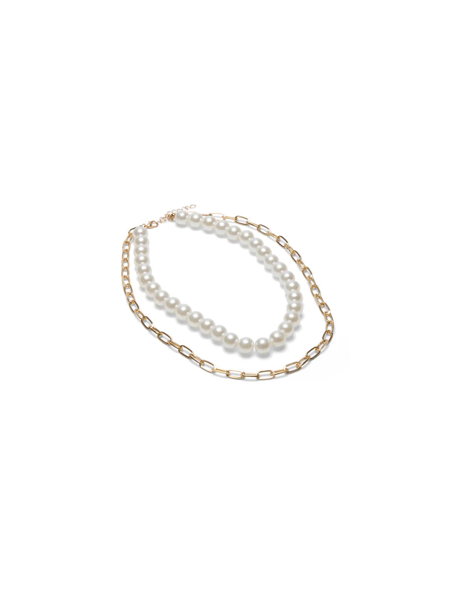 Rochester Pearl Chain Necklace - Gold/Pearl