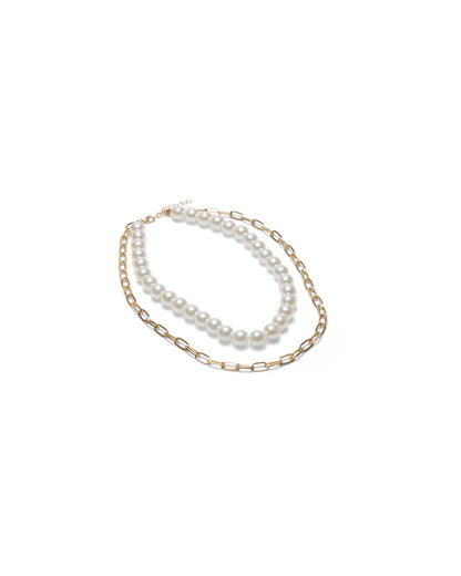 Rochester Pearl Chain Necklace - Gold/Pearl