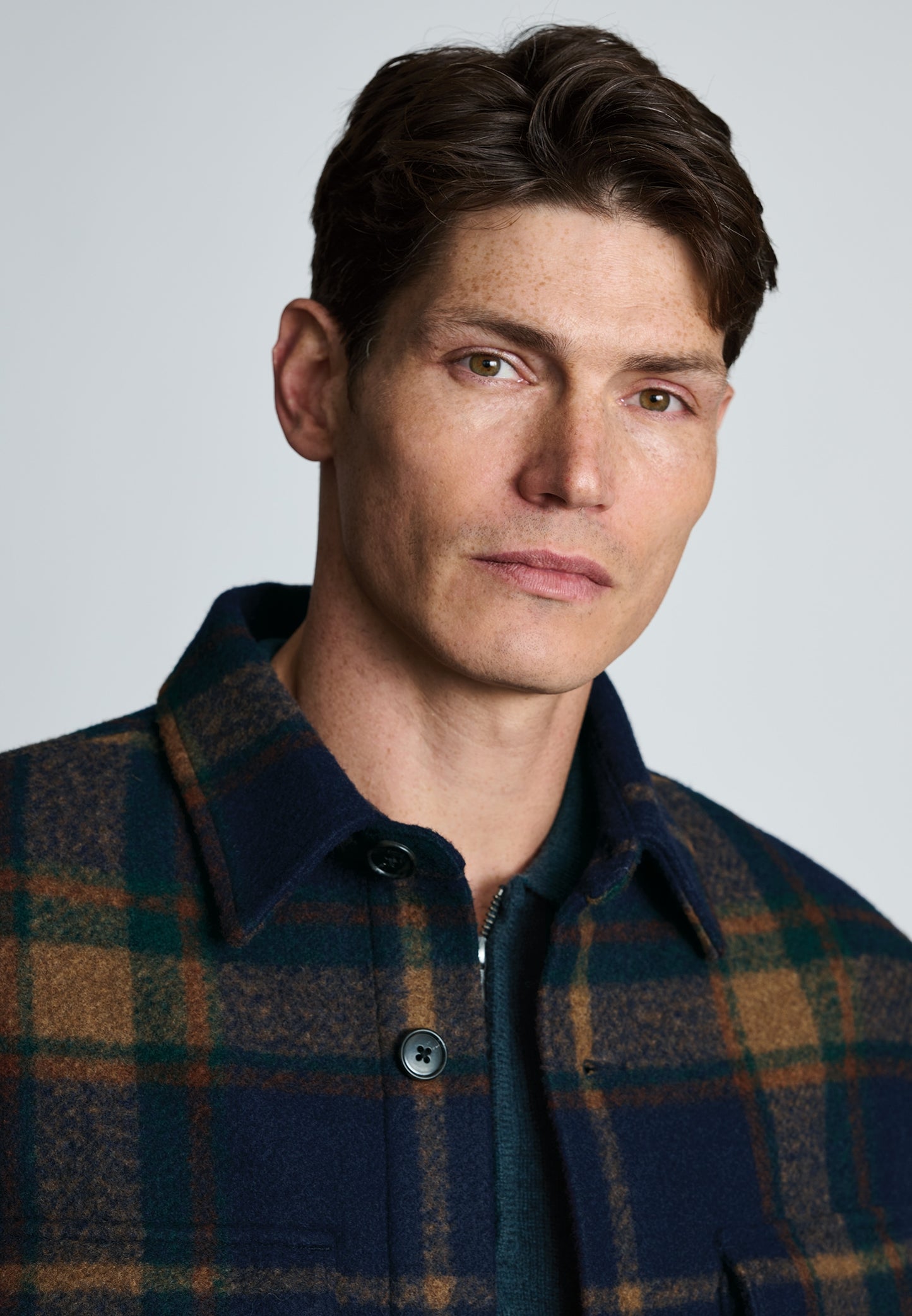 Chard Navy and Rust Check Overshirt