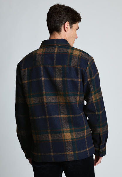 Chard Navy and Rust Check Overshirt
