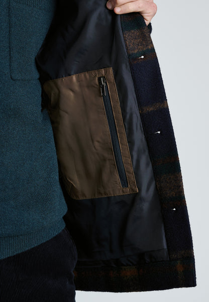 Chard Navy and Rust Check Overshirt