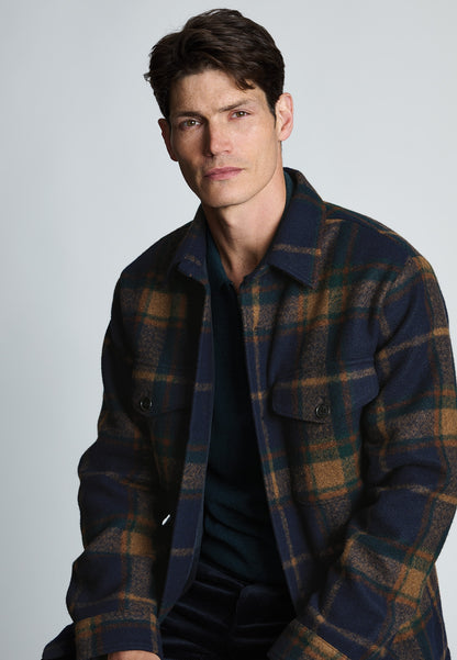 Chard Navy and Rust Check Overshirt