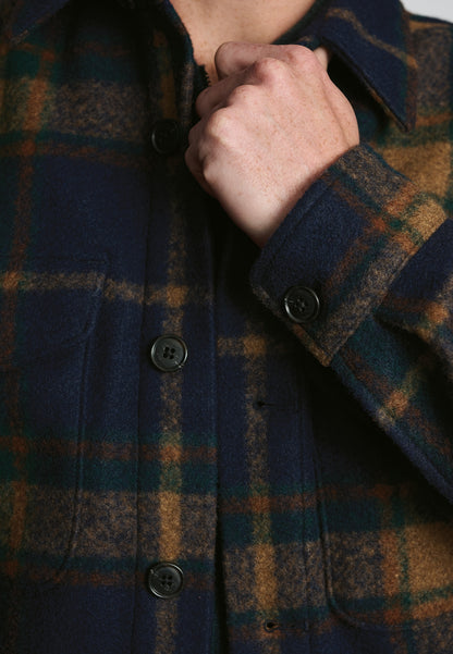 Chard Navy and Rust Check Overshirt