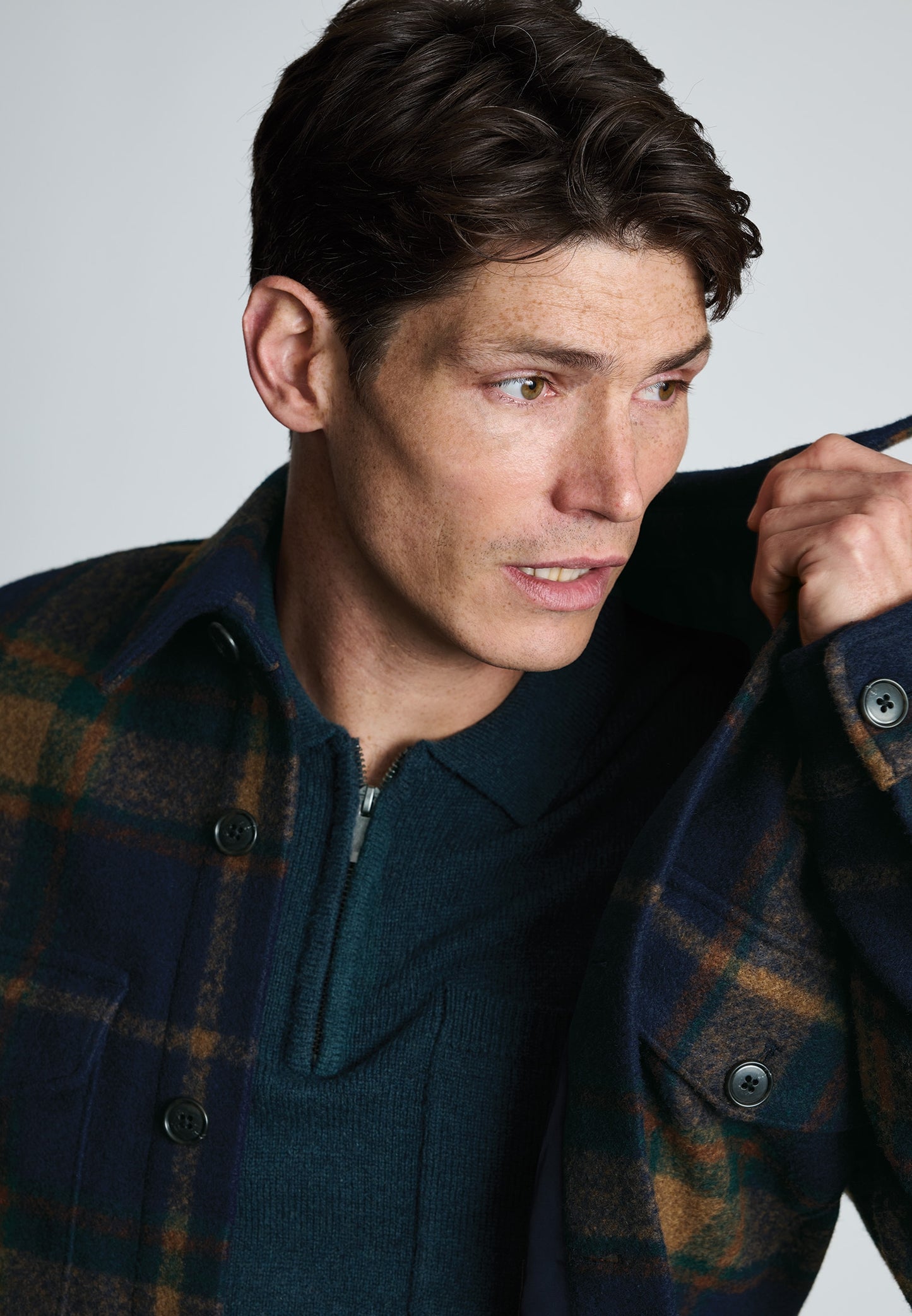 Chard Navy and Rust Check Overshirt