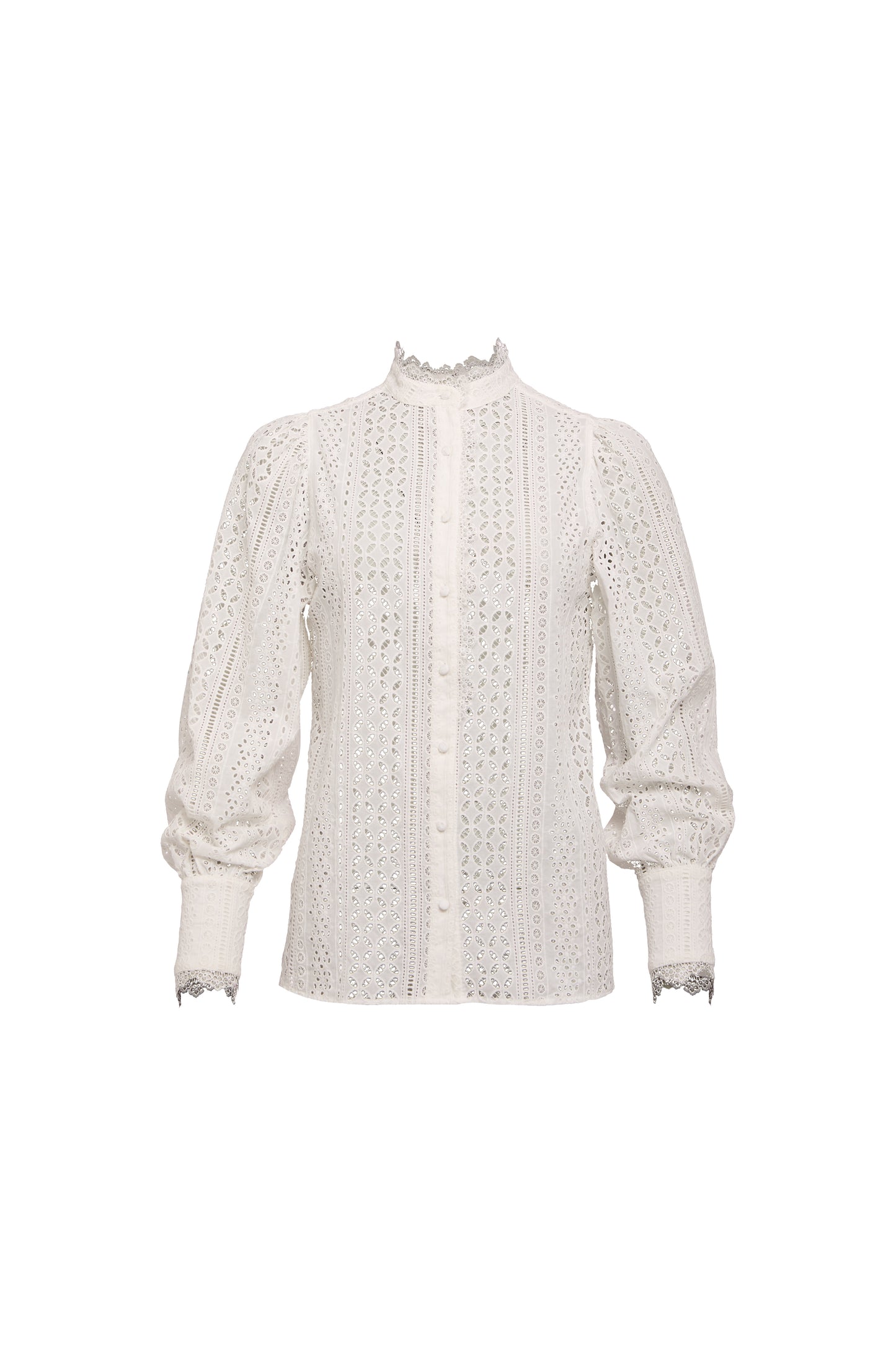 Collarless Broderie Shirt