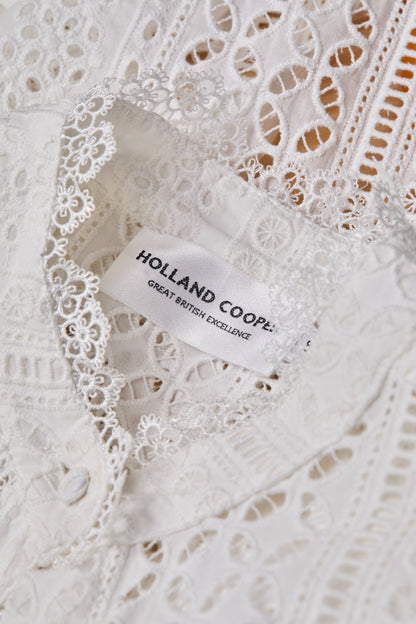 Collarless Broderie Shirt