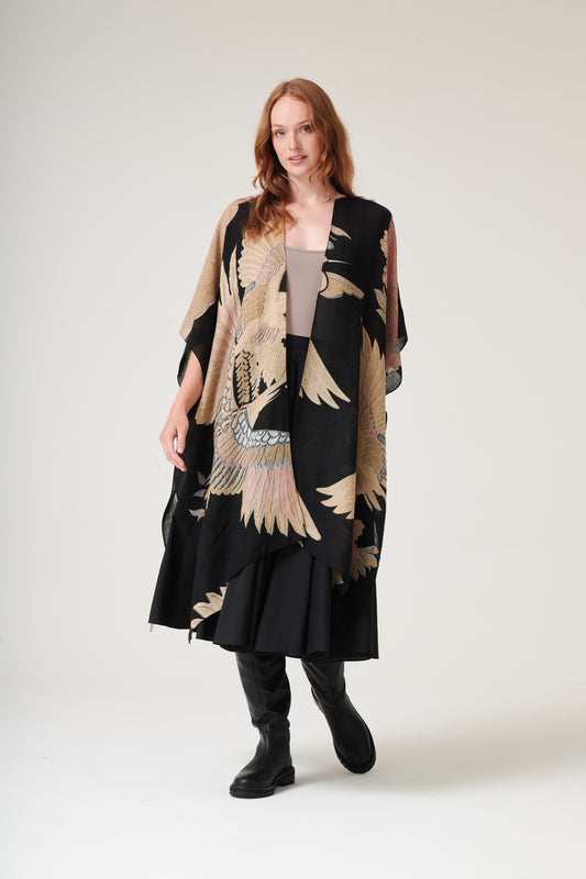 Crane Black Wool Throwover