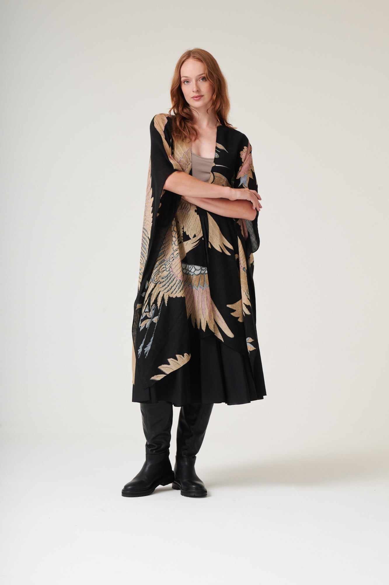 Crane Black Wool Throwover