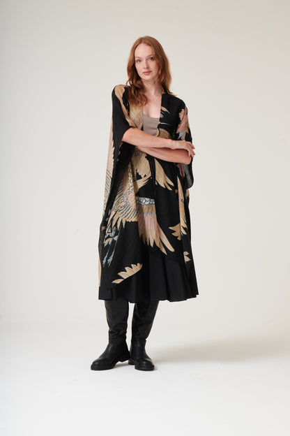 Crane Black Wool Throwover