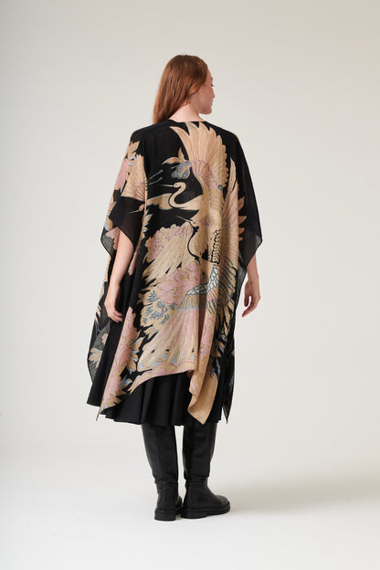 Crane Black Wool Throwover