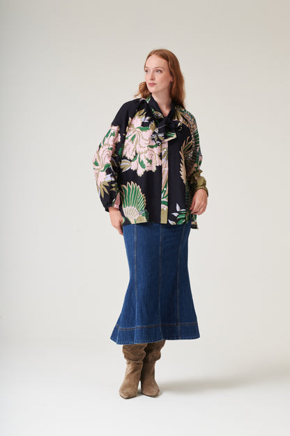 Crane Emerald Pussy Bow Blouse S/M