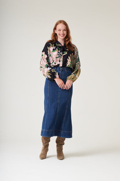 Crane Emerald Pussy Bow Blouse S/M