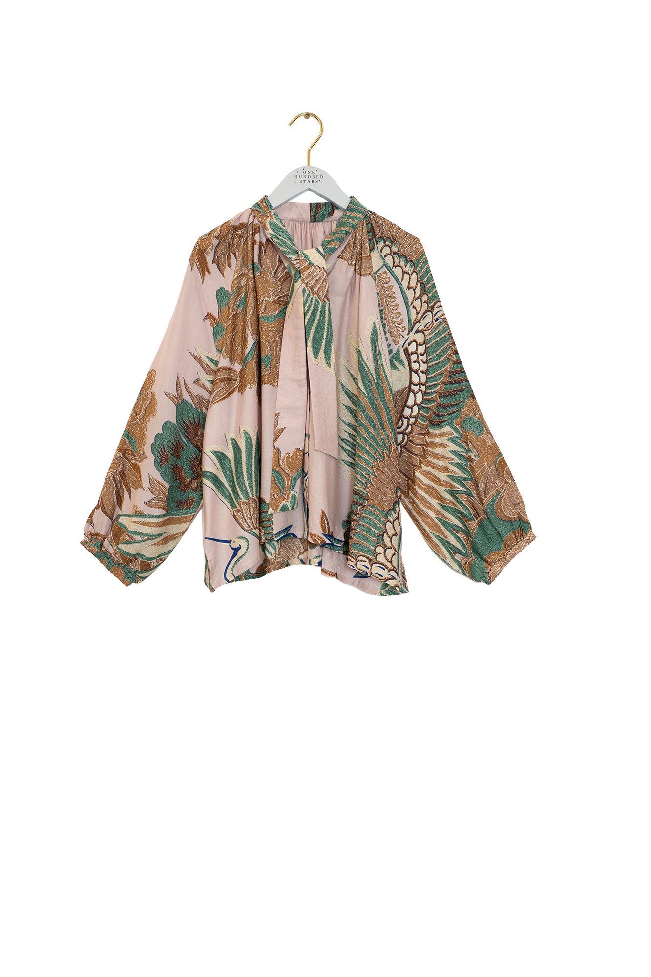 Crane Plaster Pink Pussy Bow Blouse S/M