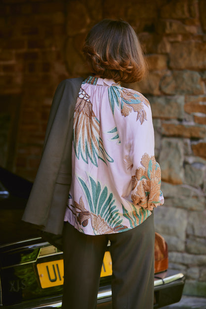 Crane Plaster Pink Pussy Bow Blouse S/M