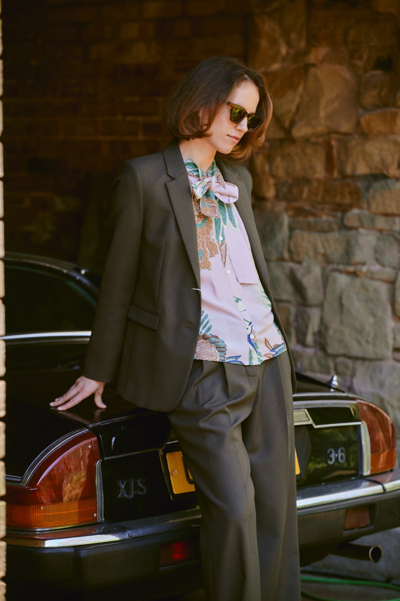 Crane Plaster Pink Pussy Bow Blouse S/M