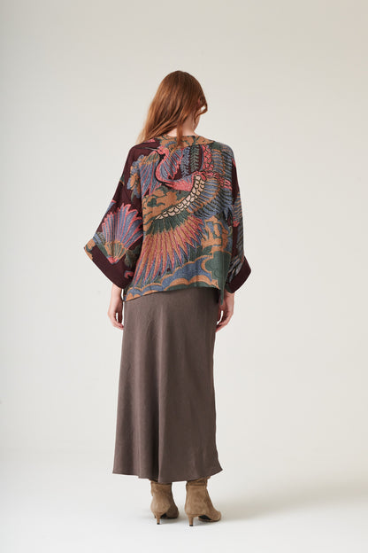 Crane Plum Wool Kimono