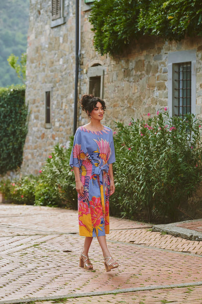 Crane Periwinkle Obi Dress - S/M
