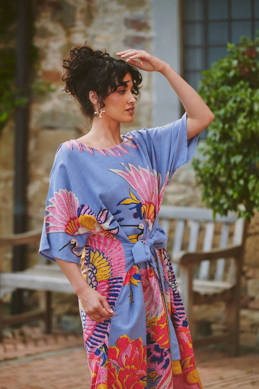 Crane Periwinkle Obi Dress - S/M