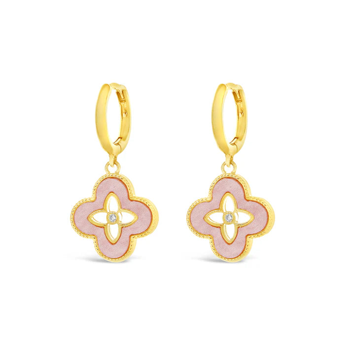 Pink 18K Gold Plated Earrings With Cubic Zirconia Stones