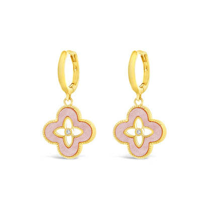 Pink 18K Gold Plated Earrings With Cubic Zirconia Stones