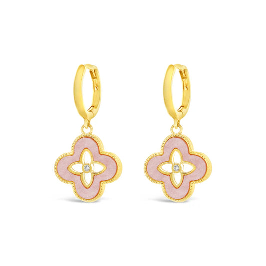 Pink 18K Gold Plated Earrings With Cubic Zirconia Stones